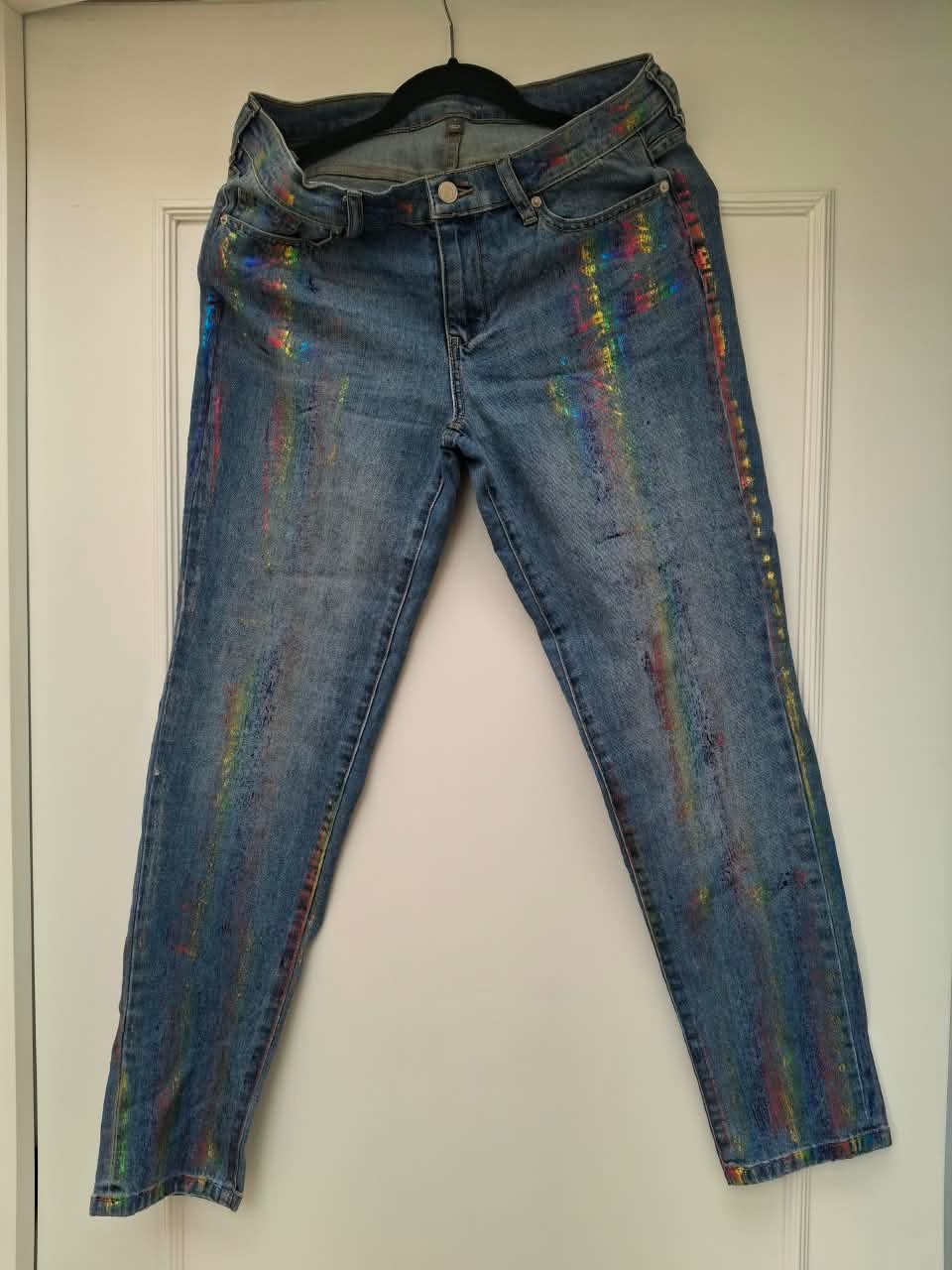 Jeans NY & Co. Slim Boyfriend con detalles multicolor – Talla 6
